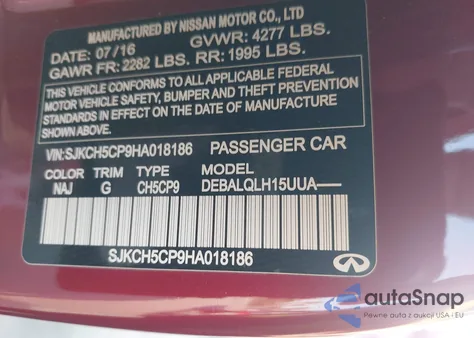 2017 Infiniti Qx30 Luxury z USA, uszkodzony, nr VIN SJKCH5CP9HA018186